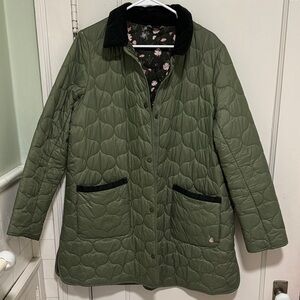 Barbour Olive long barn Jacket size US14
